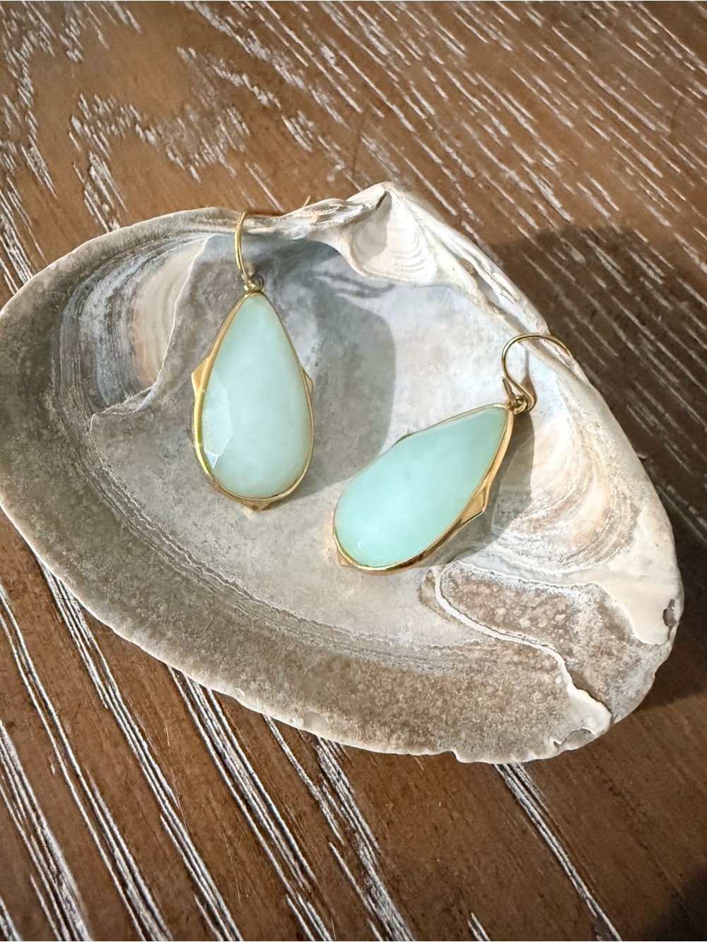 Stella & Dot Gold-Trim Mint Teardrop Earrings